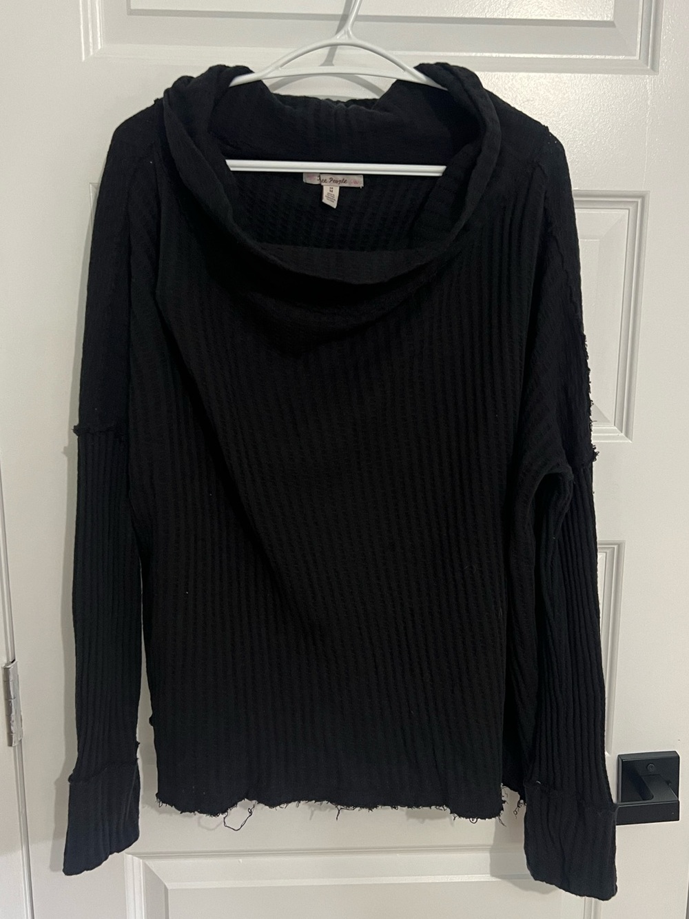 289 - Free People Ribbed Cowl Pullover Sweater Crossover Back